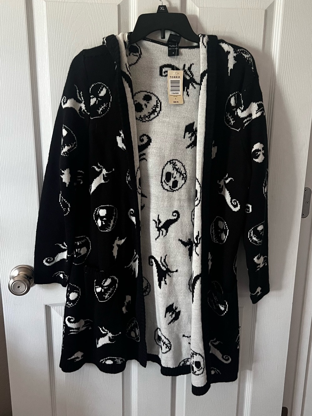 Torrid Black & White Nightmare Before Christmas Hooded Cardigan